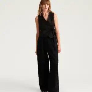 MOMONI PANTALON KYOTO BIS EN DENIM TEINT EN FIL - NOIR