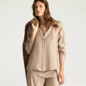 CHEMISIER ARLES EN TWILL DE SOIE IMPRIMÉ - MULTICOLORE BEIGE