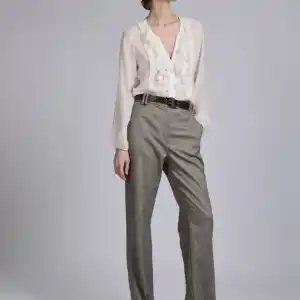 BARBARA BUI PANTALON TAILLE HAUTE A MICRO CHEVRONS - GRIS